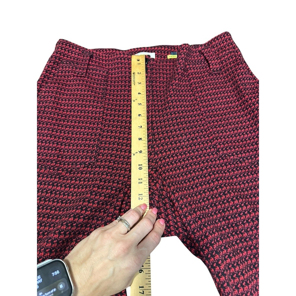 Anthropologie Maeve The Naomi Flare Wide Leg Pants Sz 16P Houndstooth Red ST13-4 - Picture 5 of 12